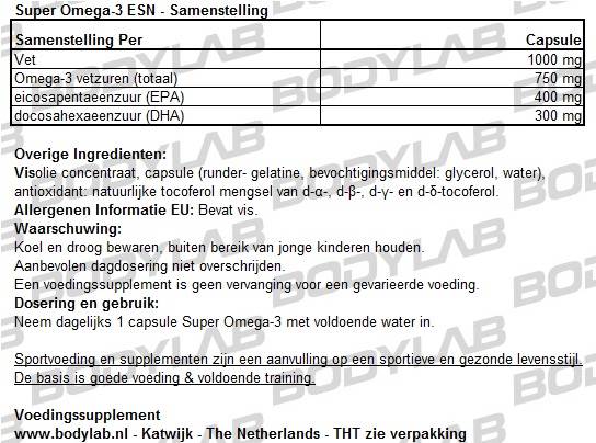 Super Omega-3 ESN Samenstelling