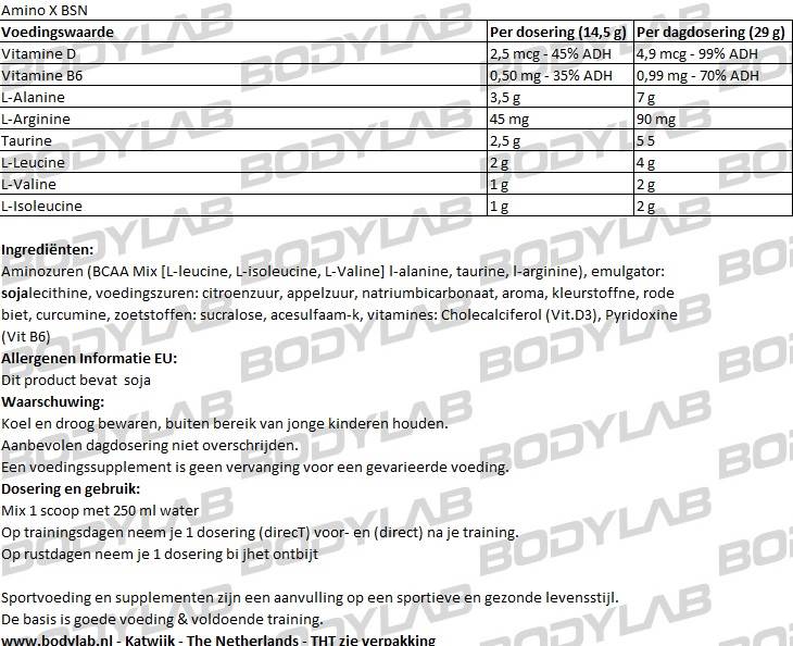 BSN Amino X Samenstelling